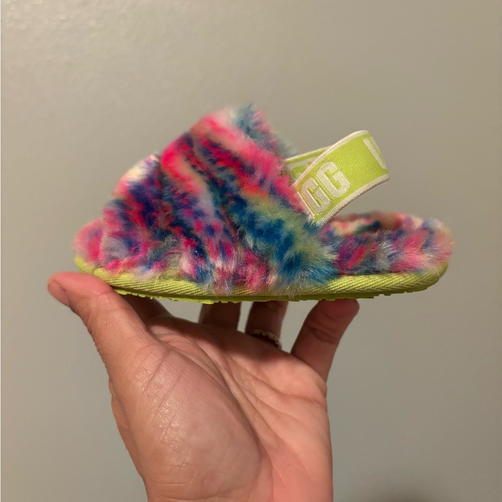 UGG Colorful Furry Kids Slippers